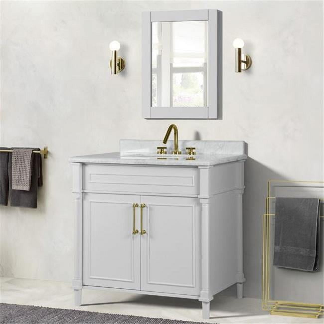 36 in. Single Vanity with Carrara Marble Top, White