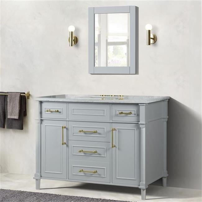48 in. Single Vanity with Carrara Marble Top, Light Gray & White