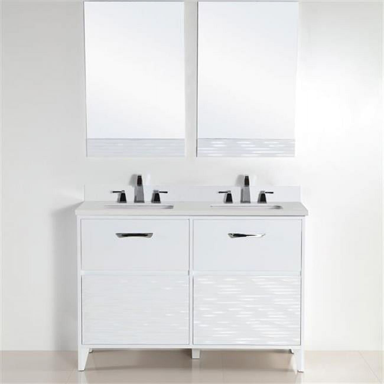 49 in. Double Sink Vanity with Quartz Top, White