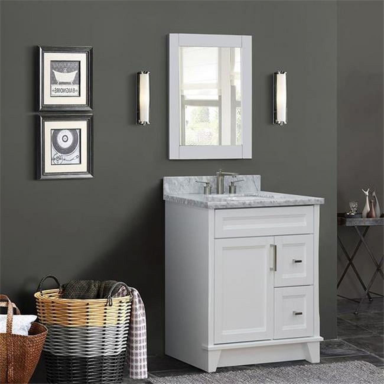 31 in. Single Rectangle Sink Vanity with Carrara Marble Top, White