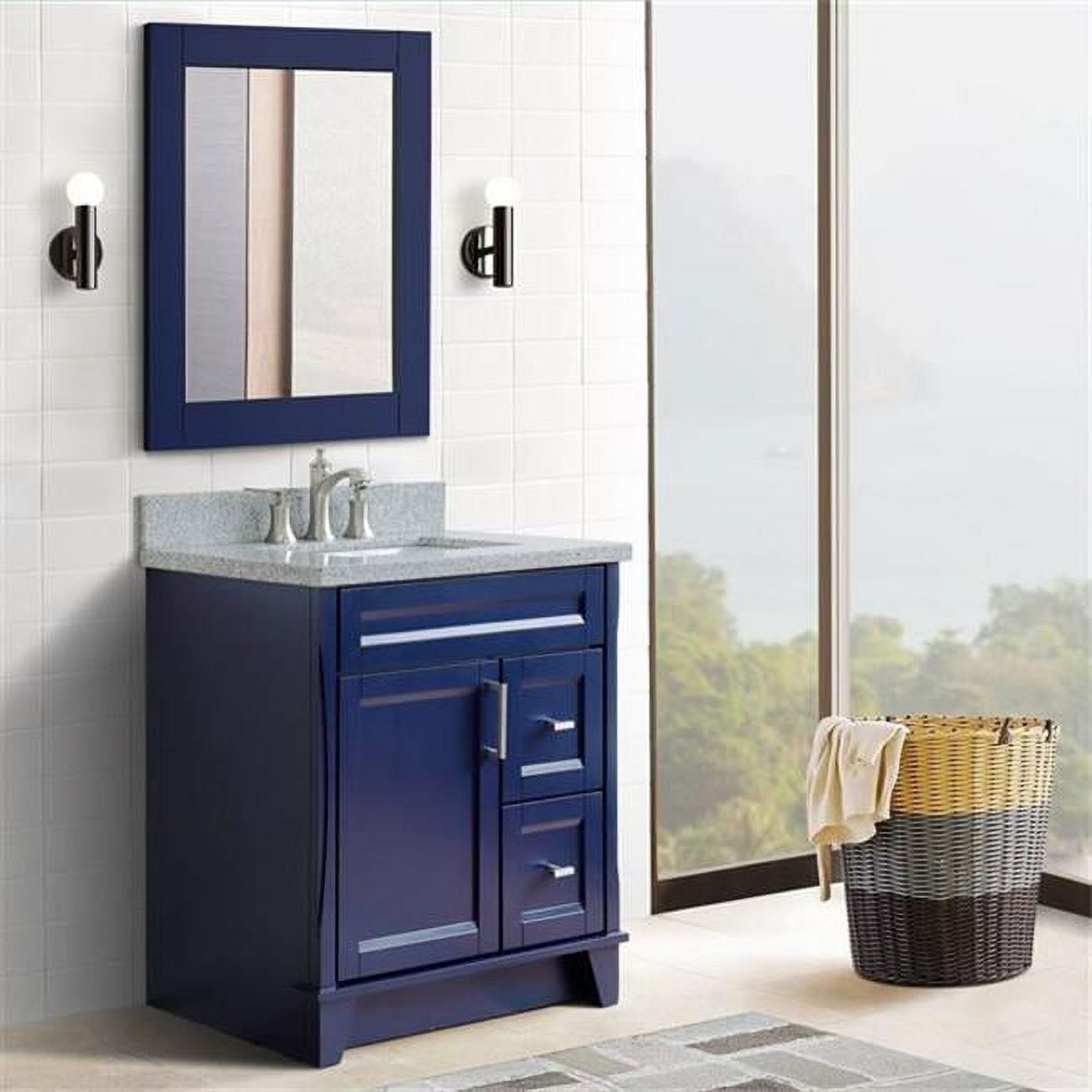 31 in. Single Rectangle Sink Vanity with Granite Top, Blue & Gray