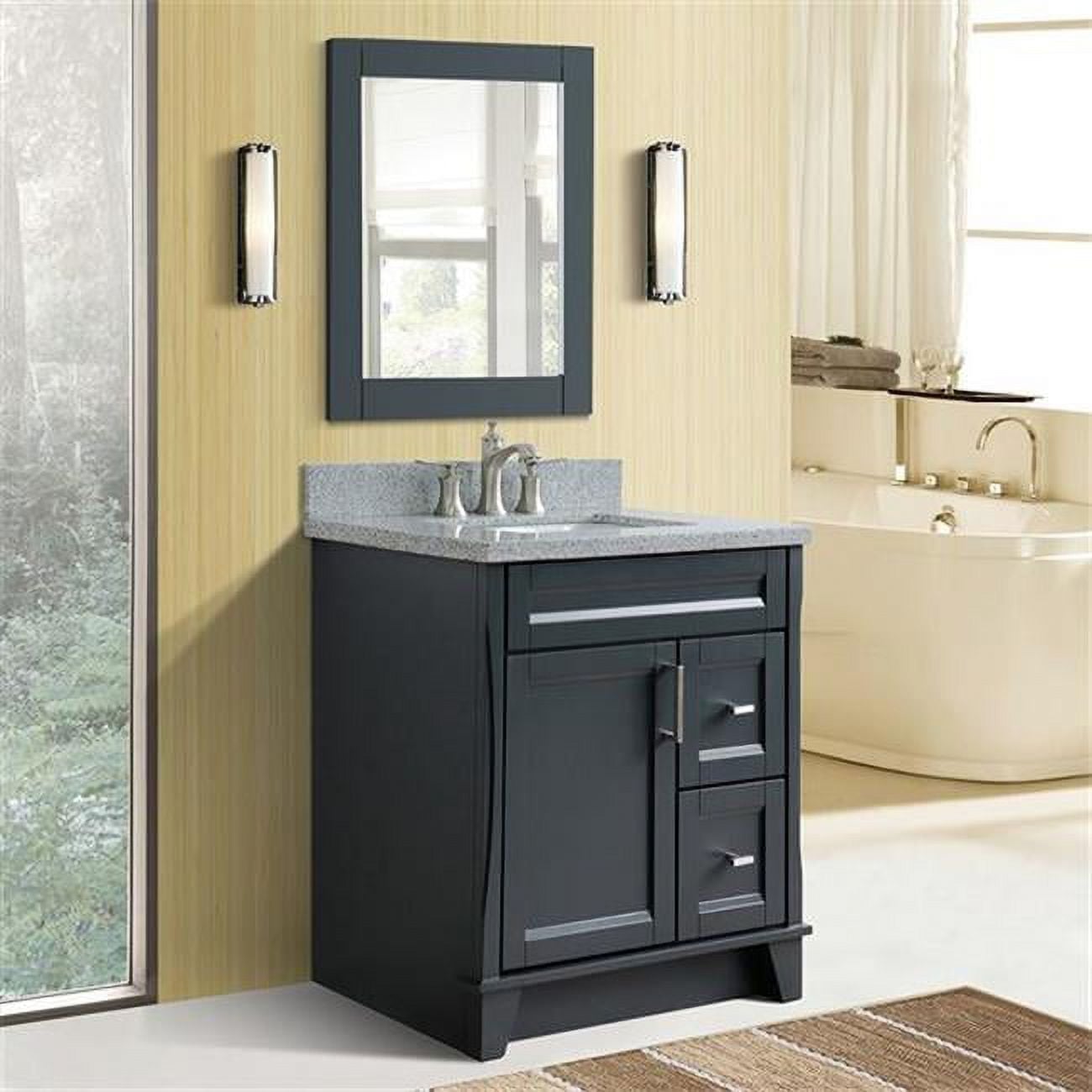 31 in. Single Rectangle Sink Vanity with Granite Top, Dark Gray & Gray