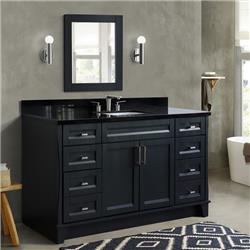 61 in. Single Rectangle Sink Vanity with Galaxy Granite Top, Dark Gray & Black