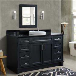 61 in. Single Round Sink Vanity with Galaxy Granite Top, Dark Gray & Black