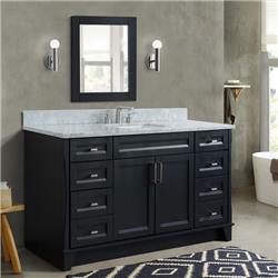 Bellaterra Home 400700-61S-DG-WMR 61 in. Single Rectangle Sink Vanity with Carrara Marble Top, Dark Gray & White