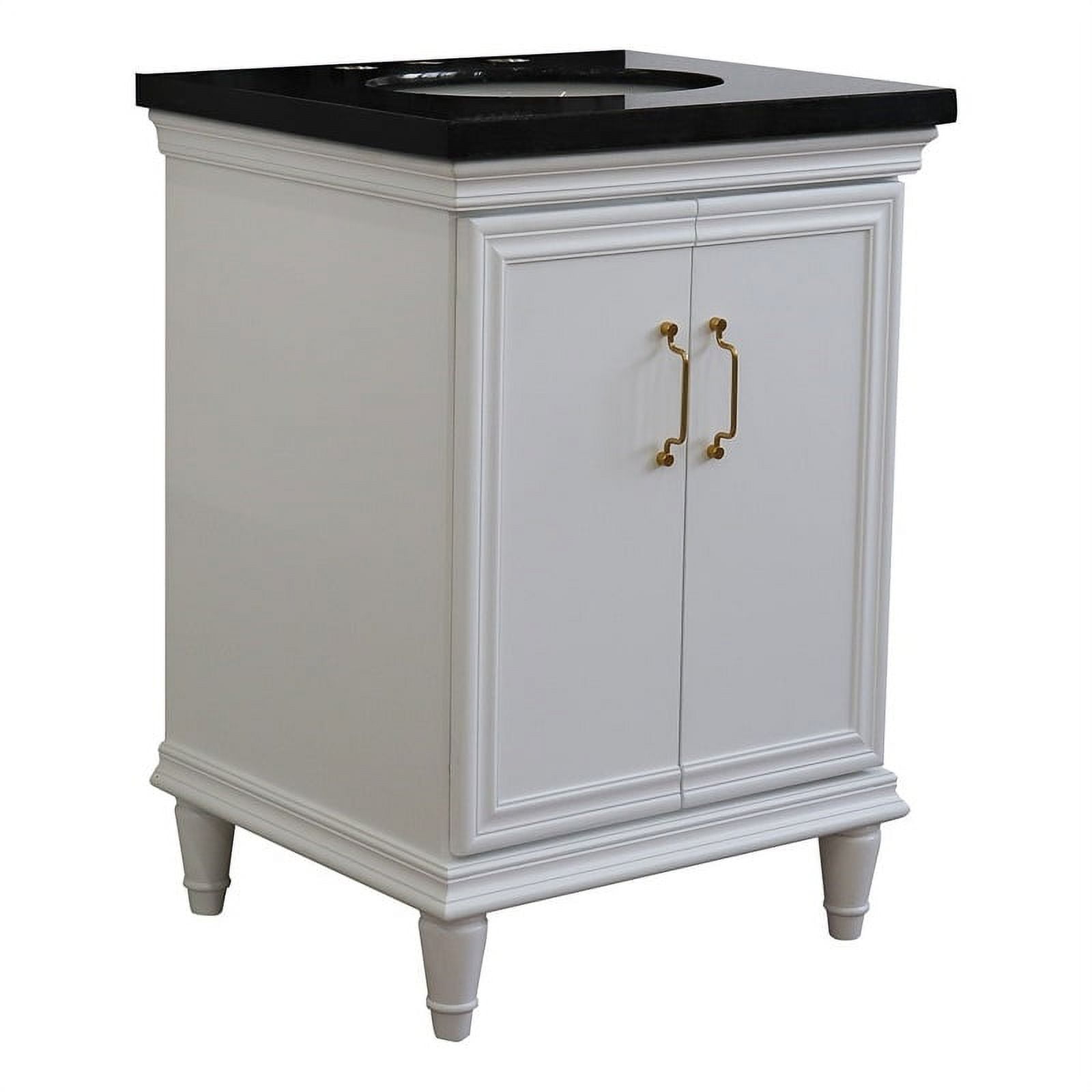25 in. Single Oval Sink Vanity with Galaxy Granite Top, White & Black