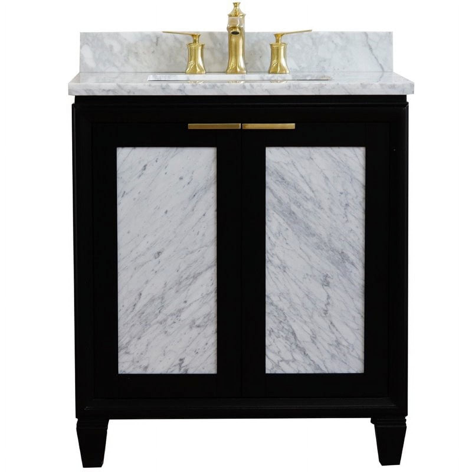 31 in. Single Rectangle Sink Vanity with Carrara Marble Top, Black & White