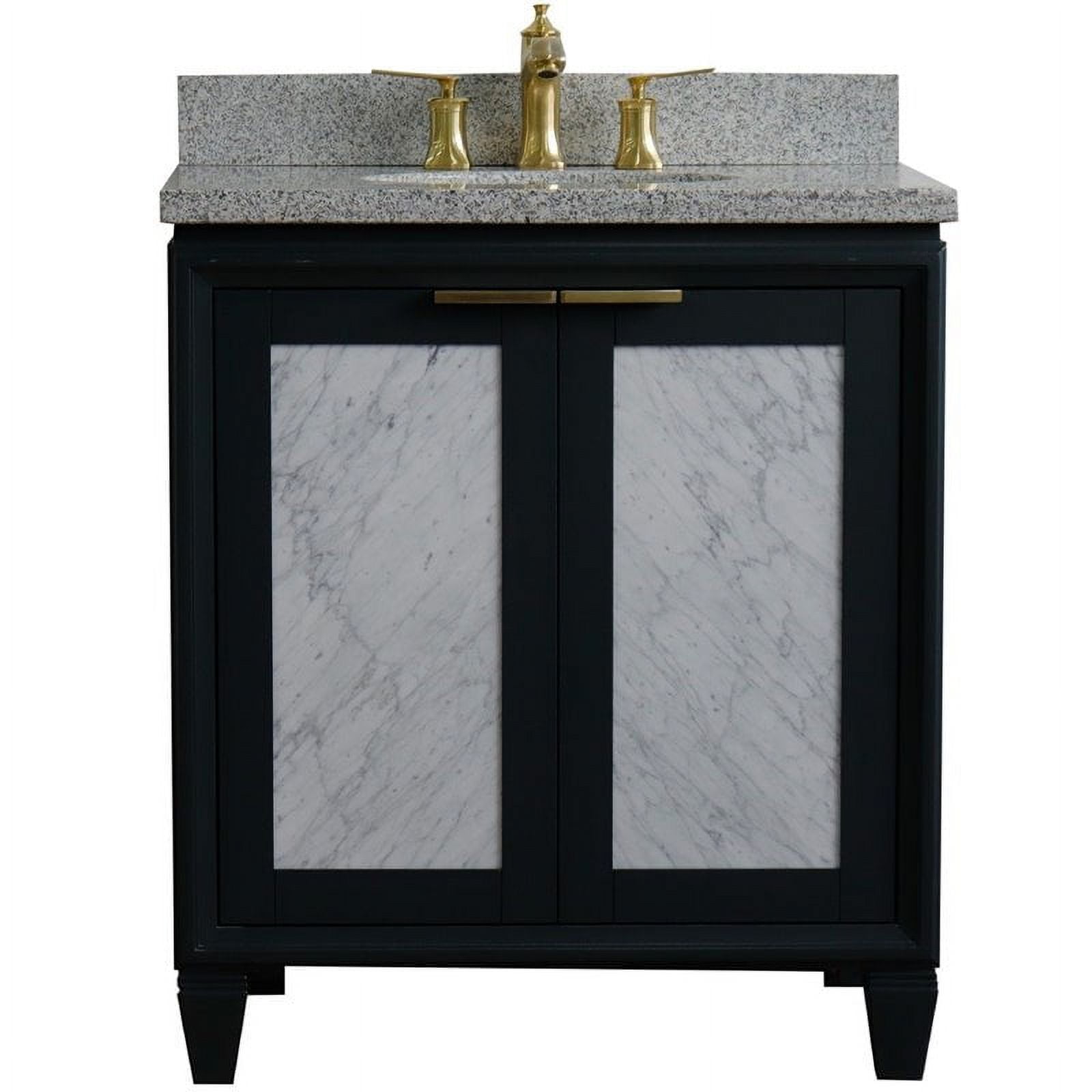 31 in. Single Oval Sink Vanity with Granite Top, Dark Gray & Gray
