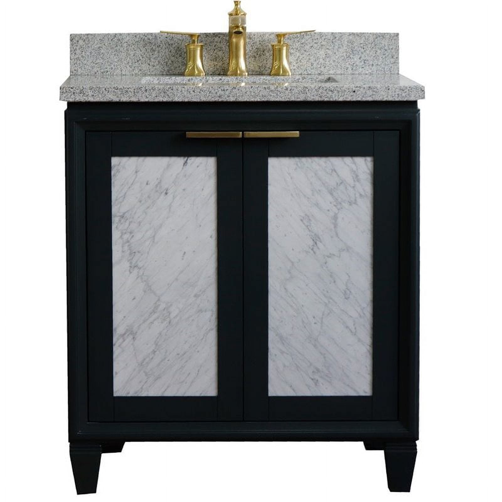 31 in. Single Rectangle Sink Vanity with Granite Top, Dark Gray & Gray