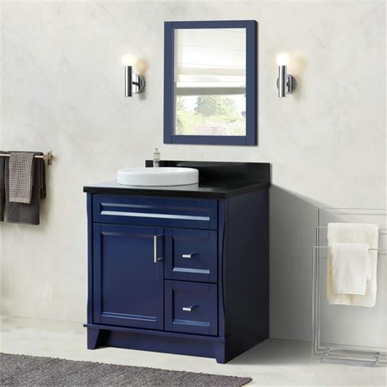 Single Sink Vanity - Blue & Black - 37 in. - Galaxy Granite Top