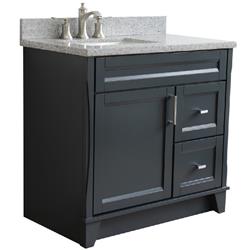 37 in. Single Sink Vanity with Granite Left Door & Left Sink, Dark Gray & Gray