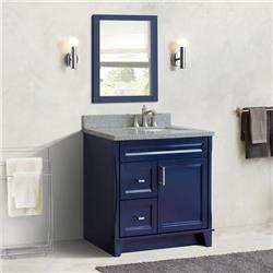 Bellaterra Home 400700-37R-BU-GYRR 37 in. Single Sink Vanity with Granite Top, Blue & Gray - Left Rectangle Sink & Right Drawers -  Bellaterra Home LLc