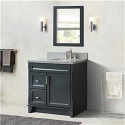 37 in. Single Sink Vanity with Granite Top, Dark Gray & Gray - Left Rectangle Sink & Right Drawers