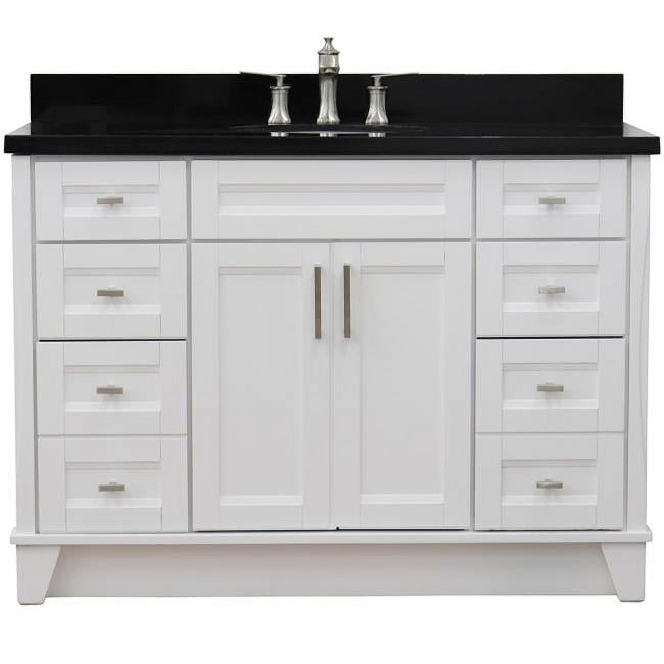 49 in. Galaxy Granite Oval Sink Single Vanity, White & Black