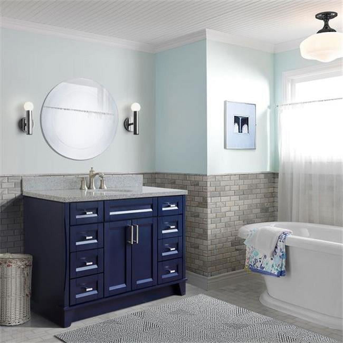49 in. Single Oval Sink Vanity with Granite Top, Blue & Gray