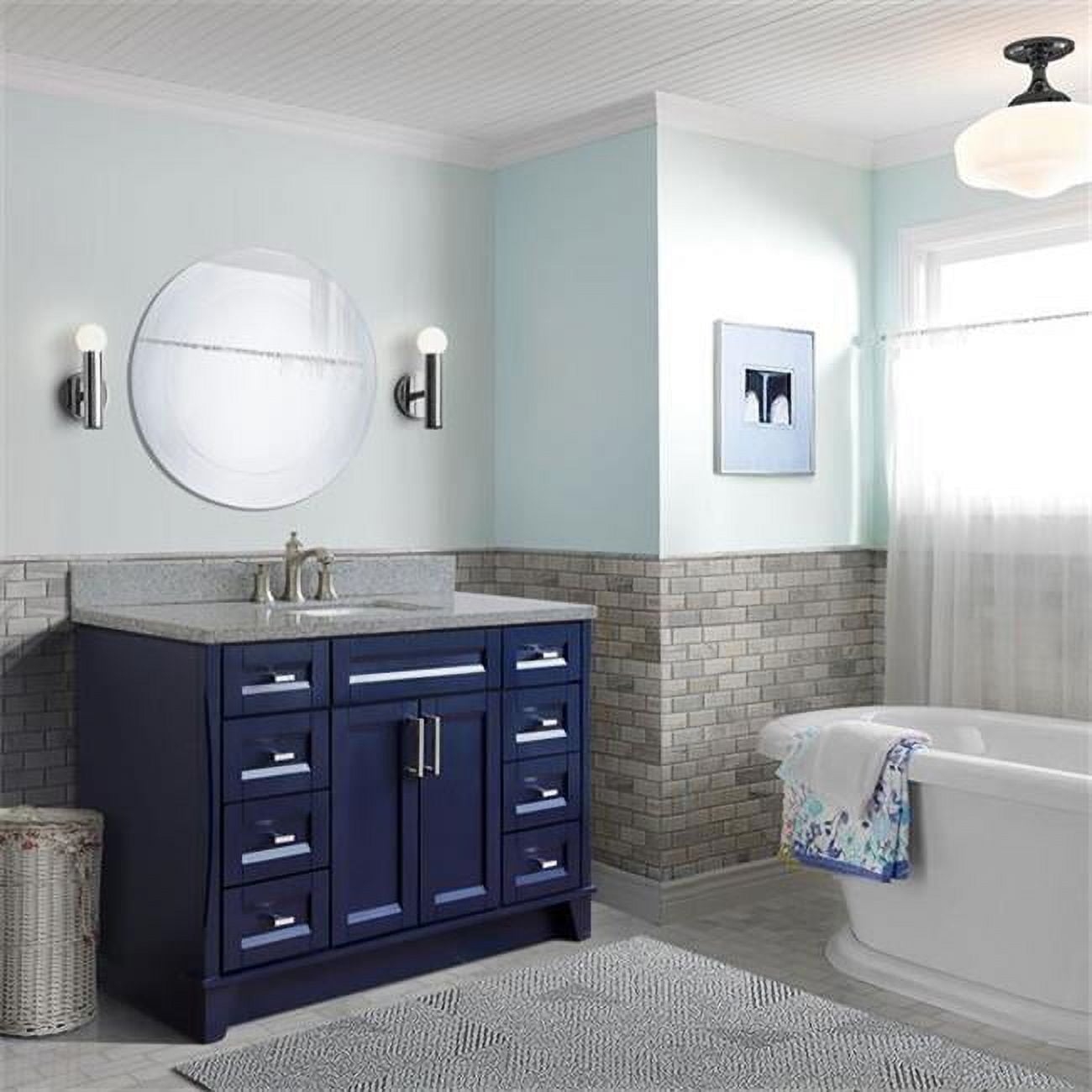 49 in. Single Rectangle Sink Vanity with Granite Top, Blue & Gray