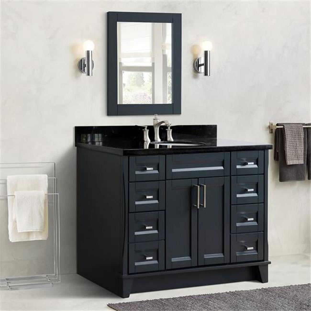 49 in. Single Oval Sink Vanity with Galaxy Granite Top, Dark Gray & Black