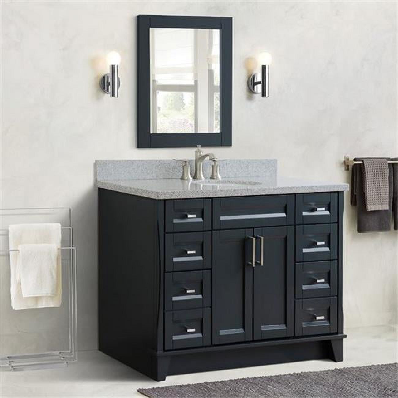 49 in. Single Oval Sink Vanity with Granite Top, Dark Gray & Gray