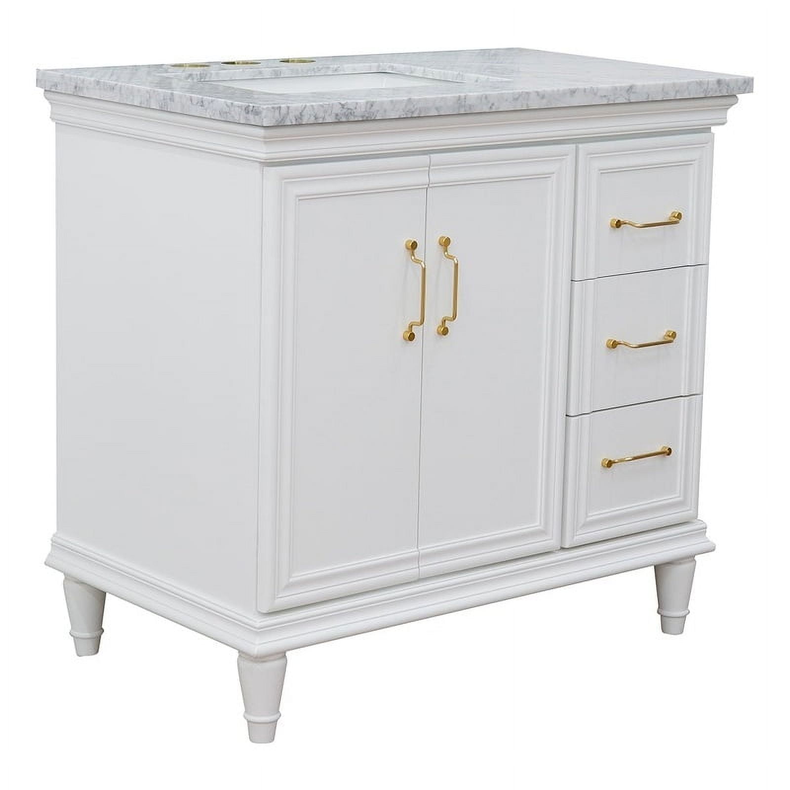 37 in. Single Vanity with Carrara & Rectangle Sink Left Door & Left Sink, White -  ComfortCorrect, CO4327277