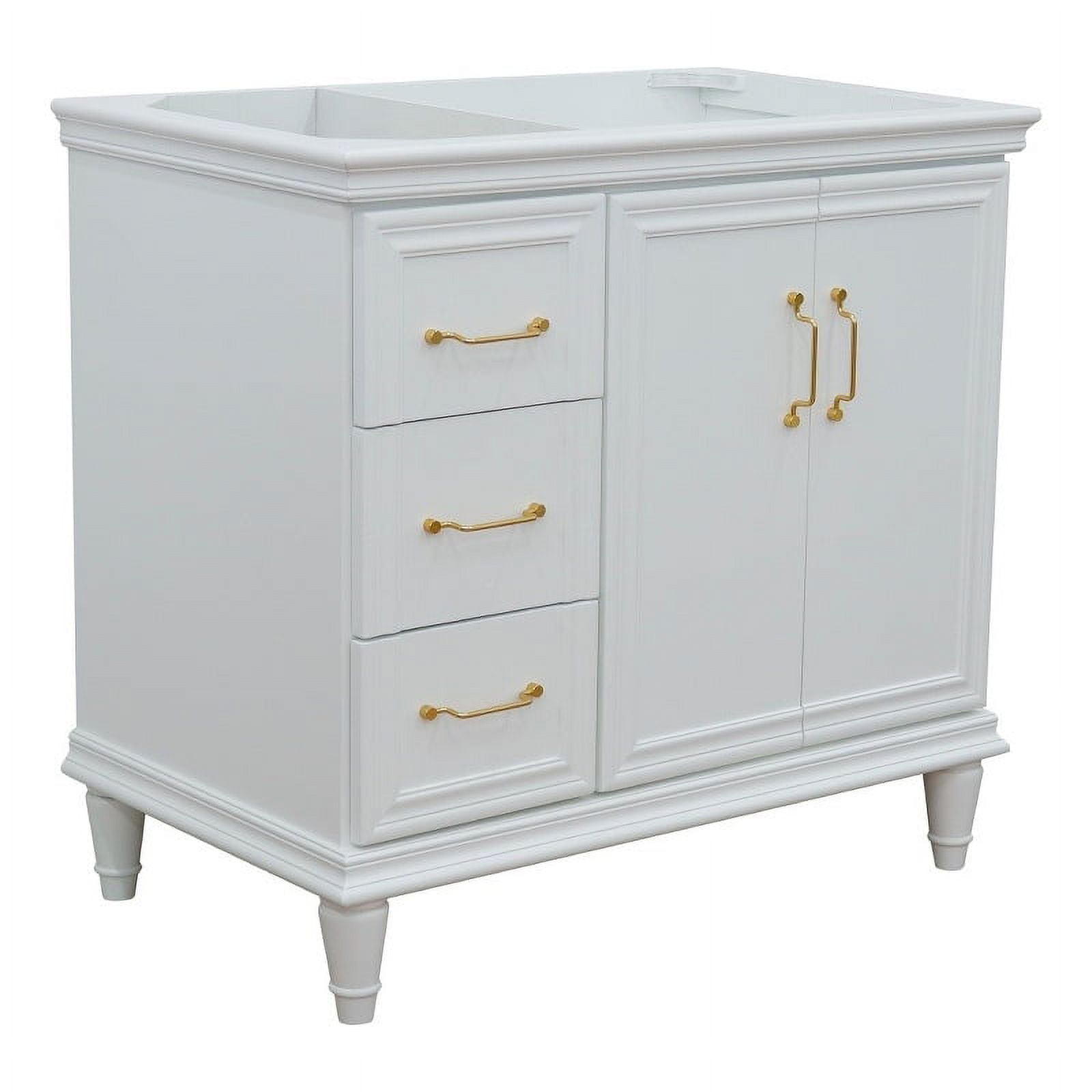 36 in. Single Vanity with Cabinet, White - Right Door