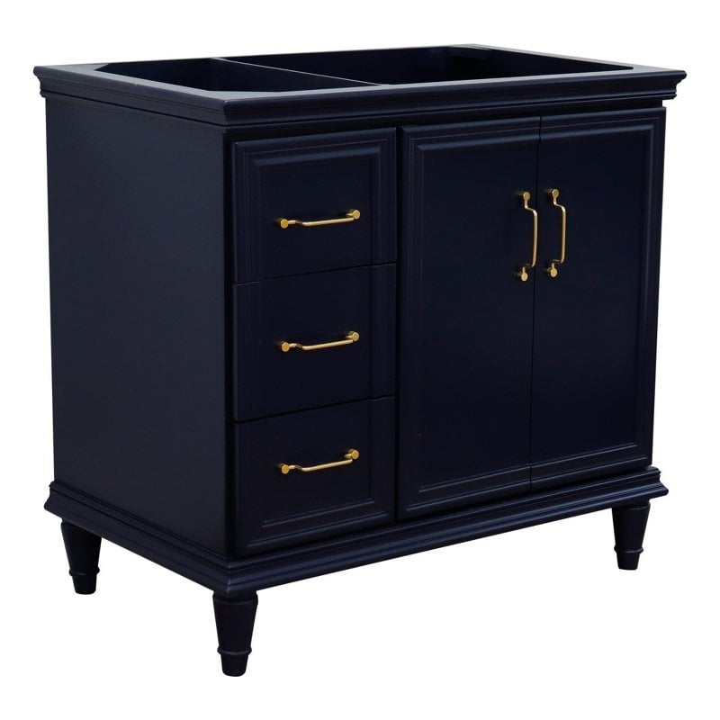 36 in. Single Vanity with Cabinet, Blue - Right Door
