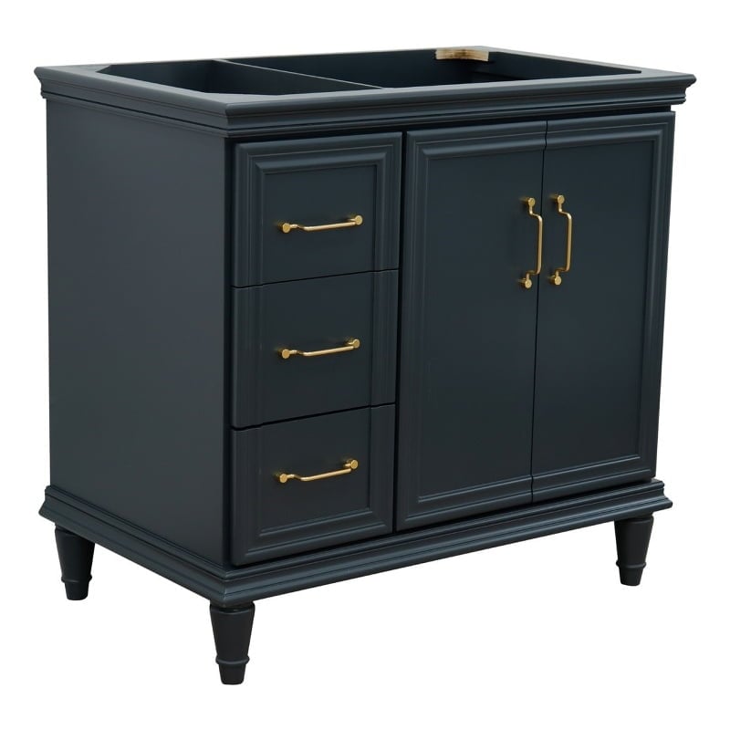 36 in. Single Vanity with Cabinet, Dark Gray - Right Door