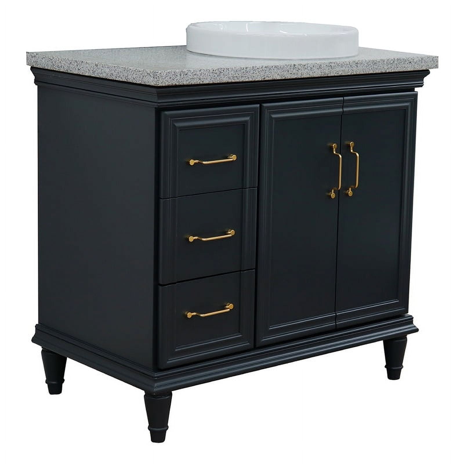 Bellaterra Home 400800-37R-DG-GYRDR 37 in. Single Round Sink Vanity with Granite Top, Dark Gray & Gray - Right Door & Sink -  Bellaterra Home LLc