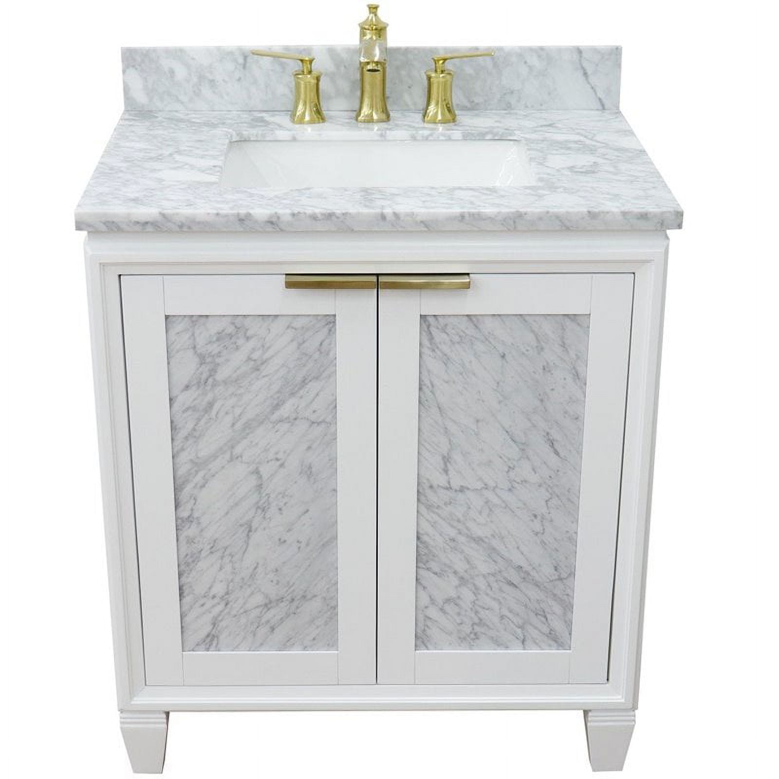 31 in. Single Rectangle Sink Vanity with Carrara Marble Top, White