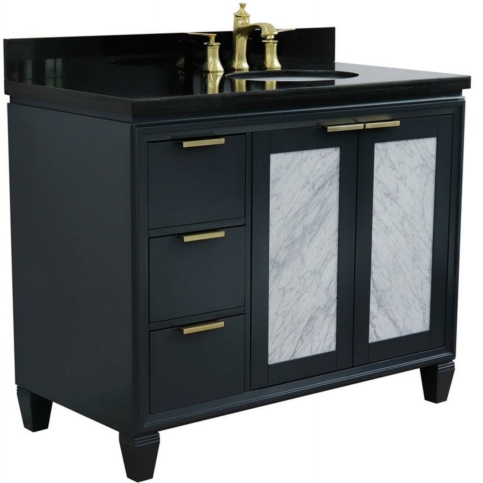 Bellaterra Home 400990-43R-DG-BGOR 43 in. Single Oval Sink Vanity with Galaxy Granite Top, Dark Gray & Black - Right Door & Sink