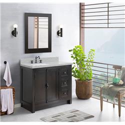 Bellaterra Home 400100-37L-BA-GYR 37 in. Single Vanity with Granite Top & Rectangle Sink Left Doors & Left Sink, Brown Ash & Gray -  Bellaterra Home LLc