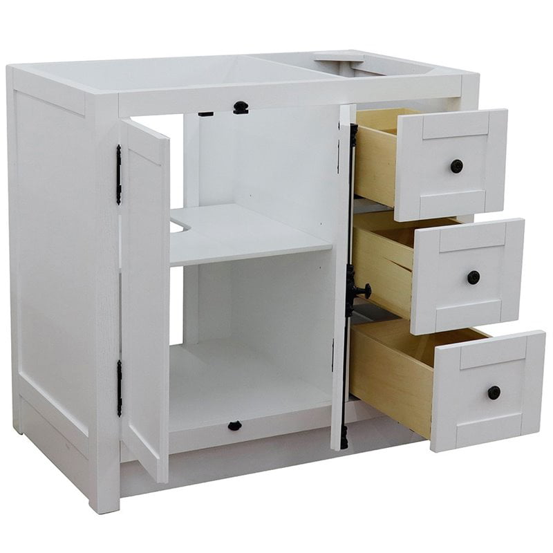 36 in. Single Vanity with Cabinet, Glacier Ash - Left Doors