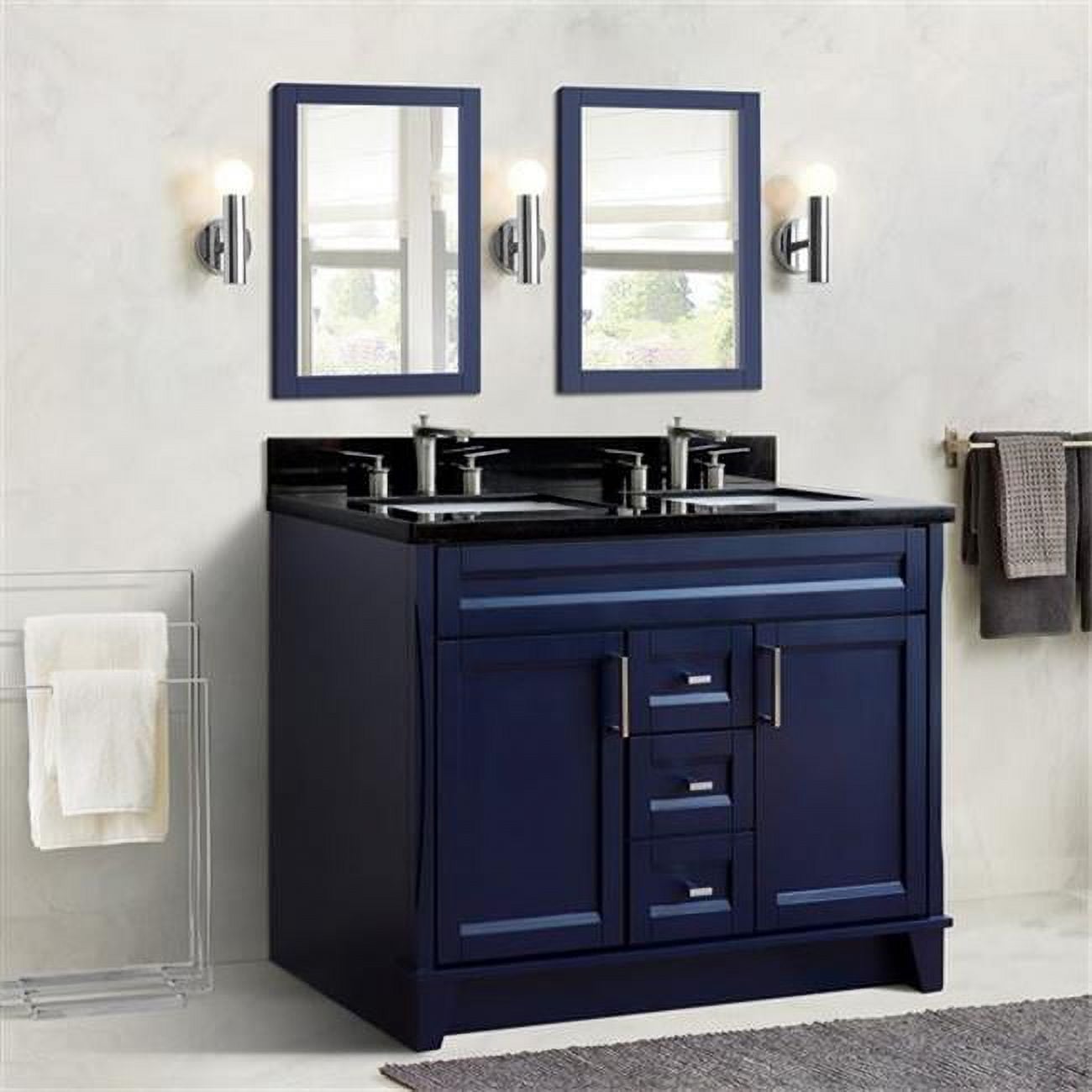 48 in. Double Rectangle Sink Vanity with Galaxy Granite Top, Blue & Black