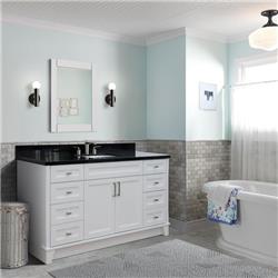 Bellaterra Home 400700-61S-WH-BGR 61 in. Single Rectangle Sink Vanity with Galaxy Granite Top, White & Black