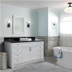Bellaterra Home 400700-61S-WH-BGRD 61 in. Single Round Sink Vanity with Galaxy Granite Top, White & Black