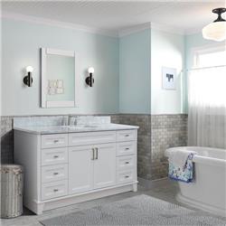 Bellaterra Home 400700-61S-WH-WMR 61 in. Single Rectangle Sink Vanity with Carrara Marble Top, White