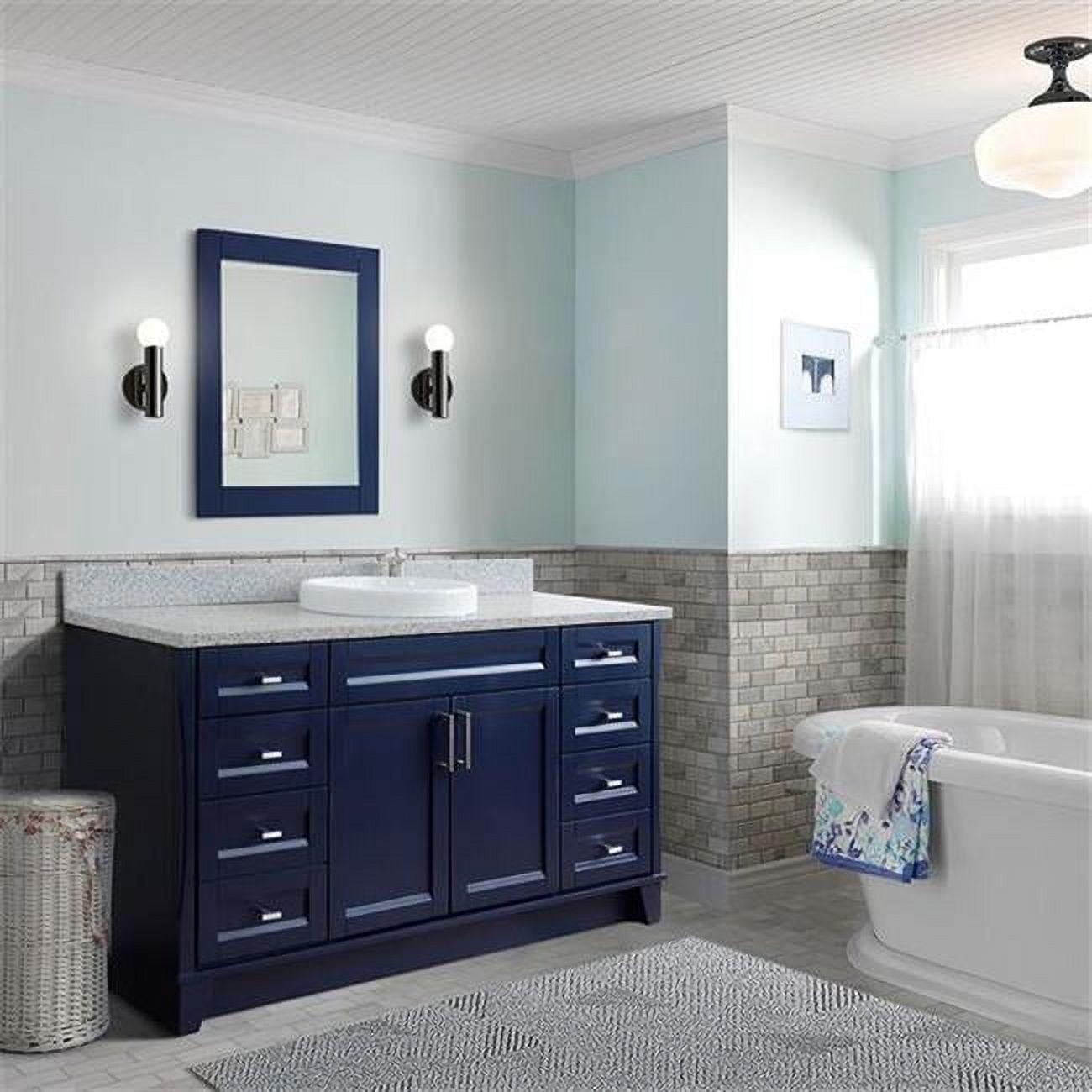 61 in. Single Round Sink Vanity with Granite Top, Blue & Gray