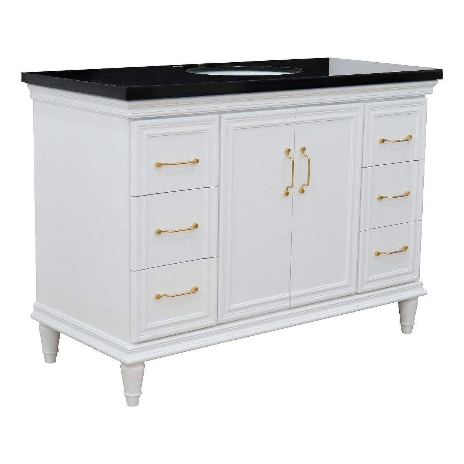 49 in. Galaxy Granite Oval Sink Single Vanity , White & Black