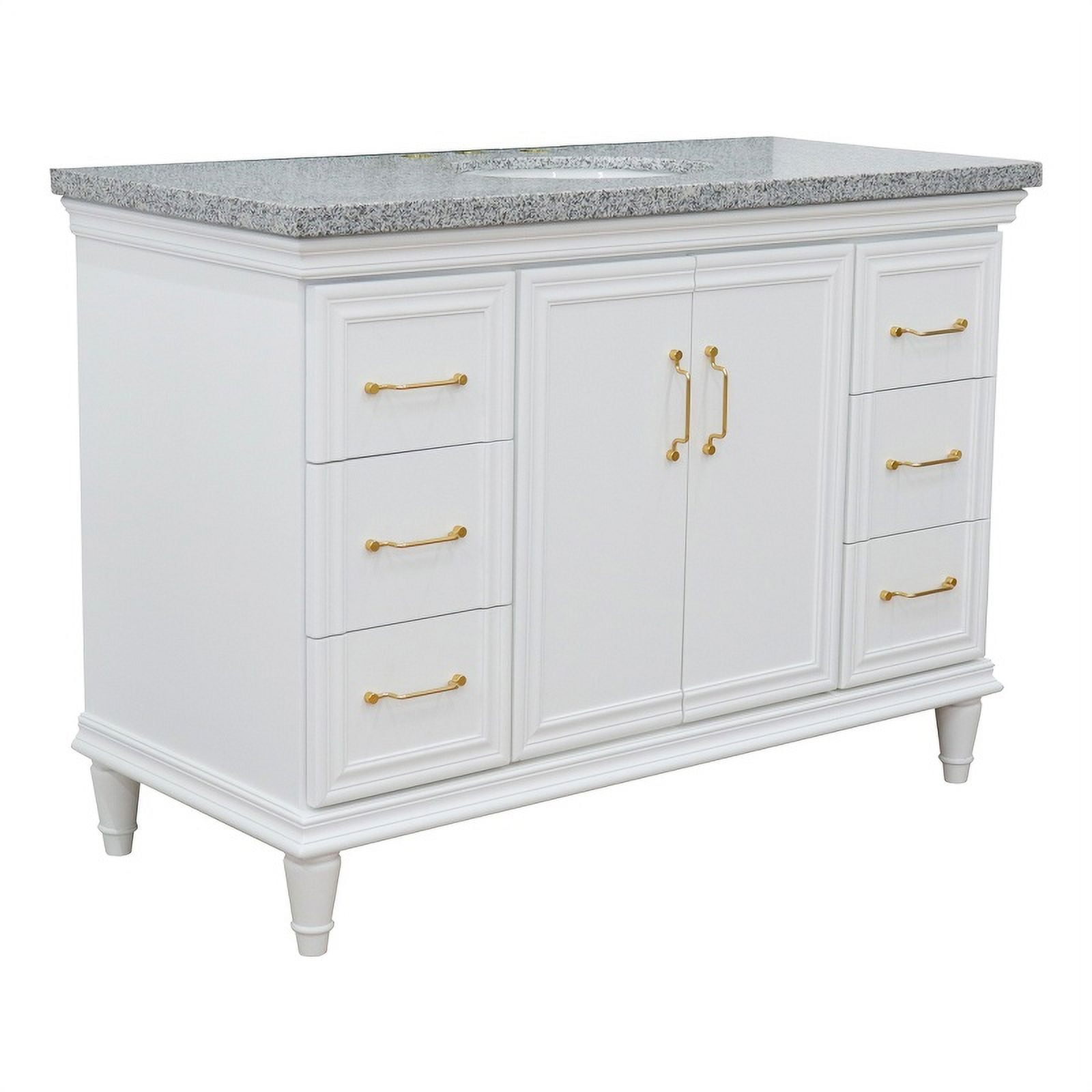 49 in. Single Oval Sink Vanity with Granite Top, White & Gray