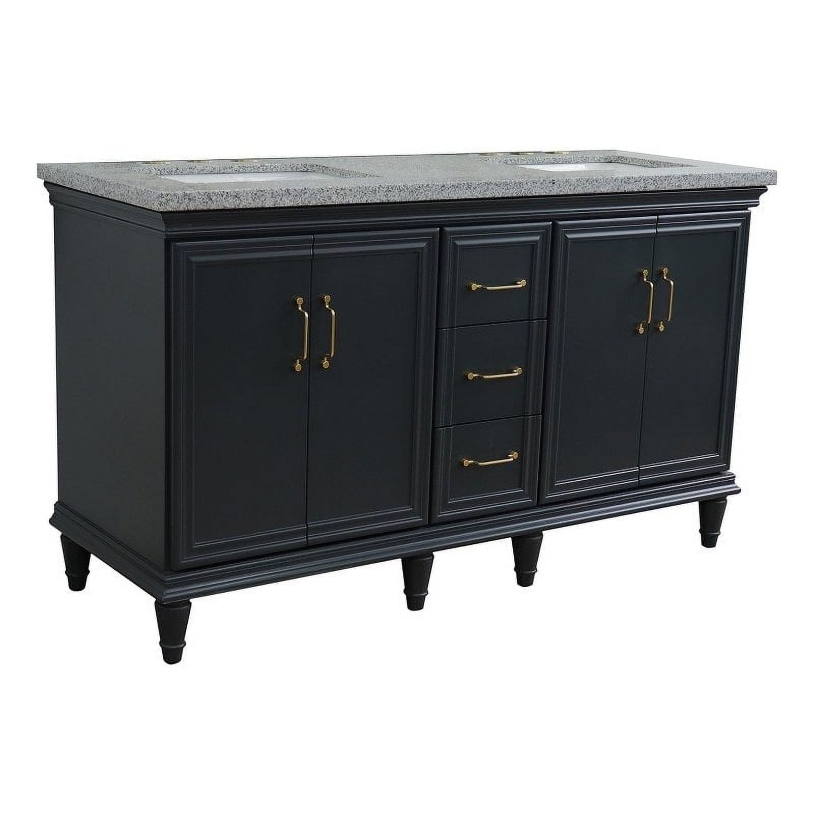 49 in. Single Rectangle Sink Vanity with Granite Top, White & Gray