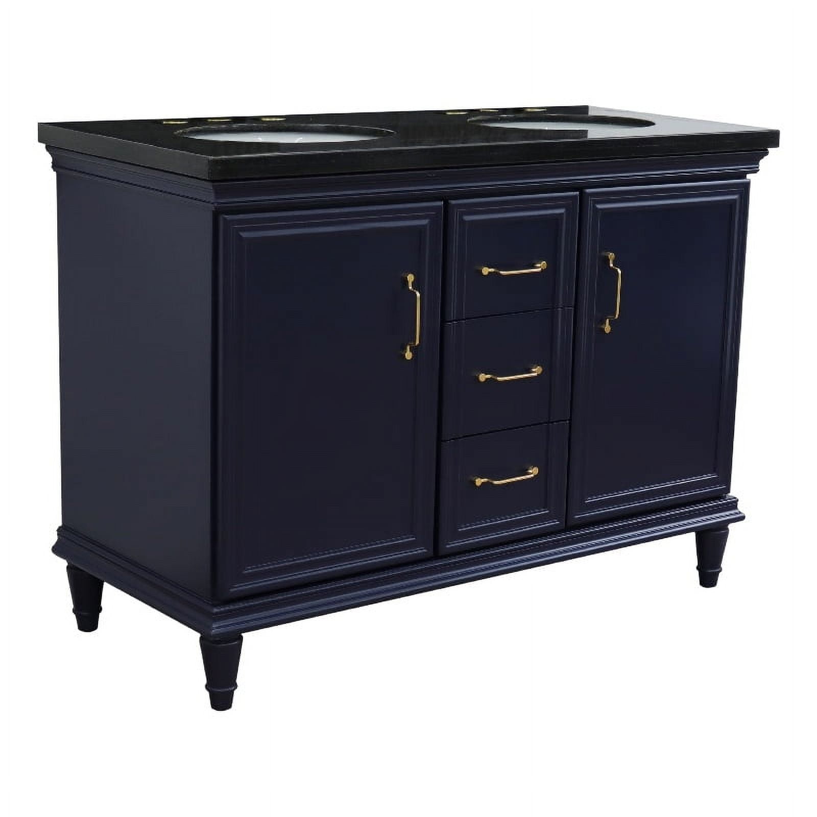 49 in. Double Oval Sink Vanity with Galaxy Granite Top, Blue & Black