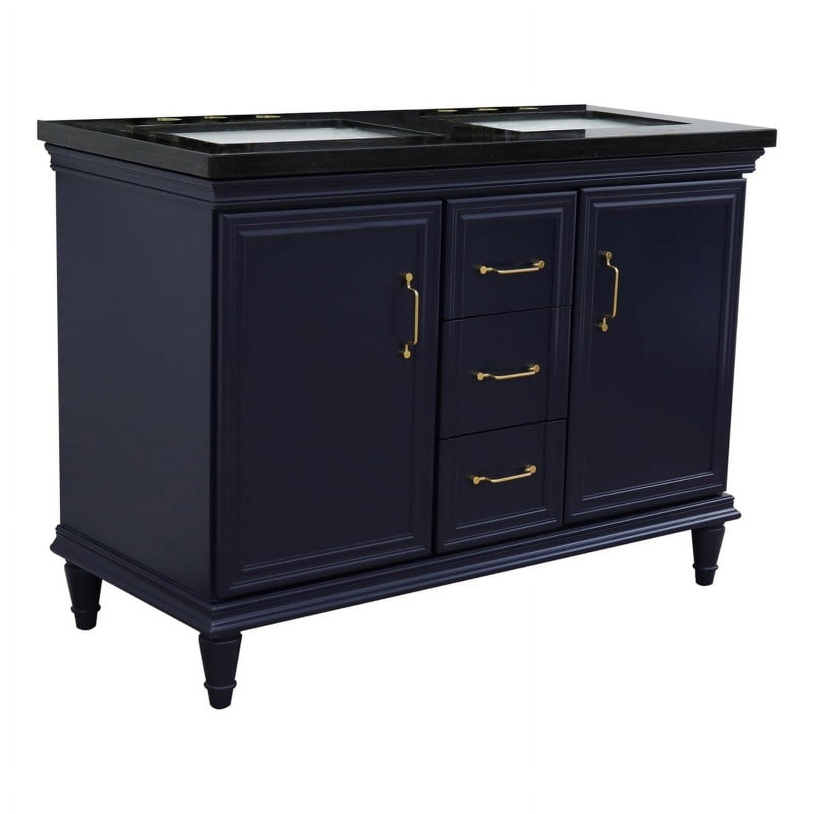 49 in. Double Rectangle Sink Vanity with Galaxy Granite Top, Blue & Black