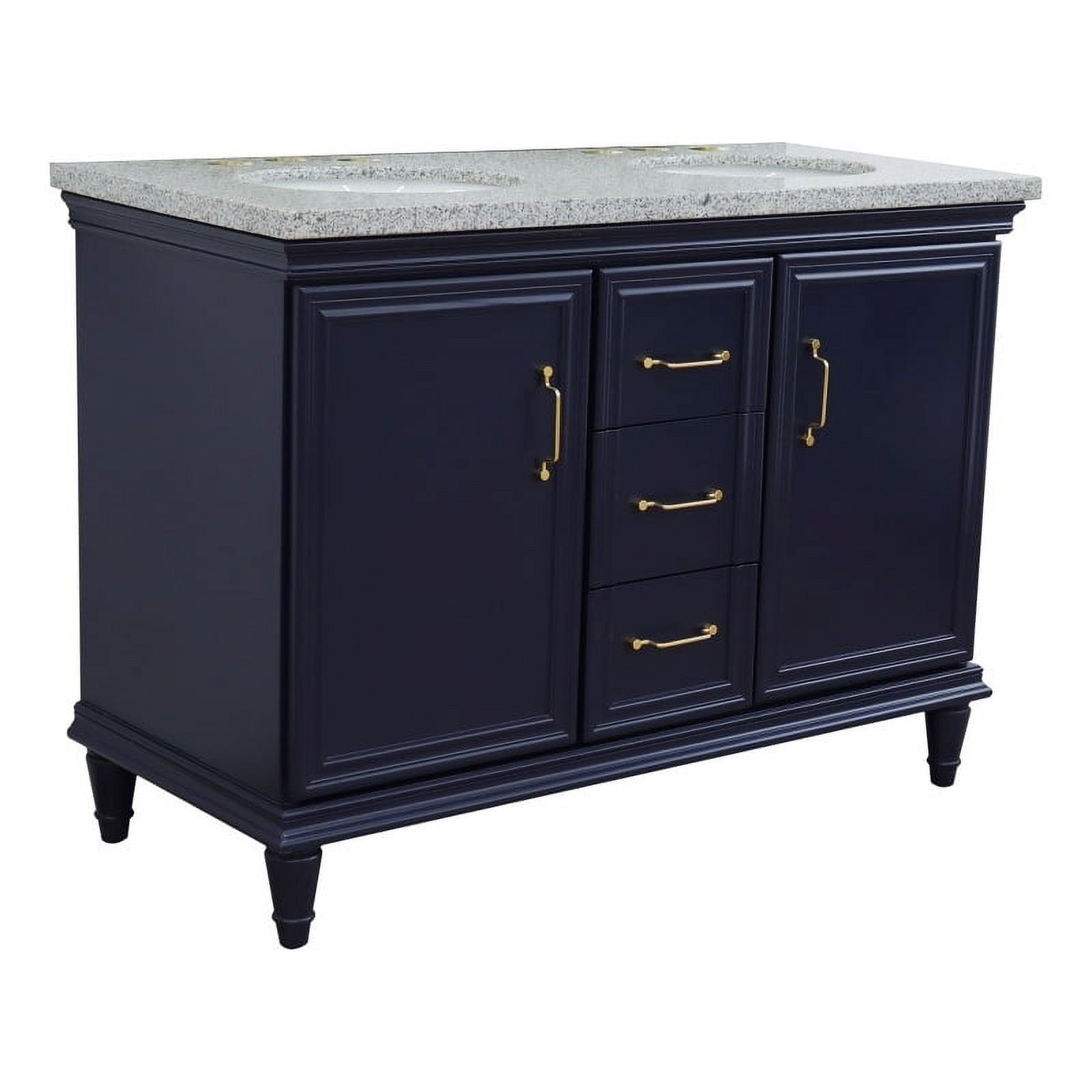 49 in. Double Oval Sink Vanity with Granite Top, Blue & Gray
