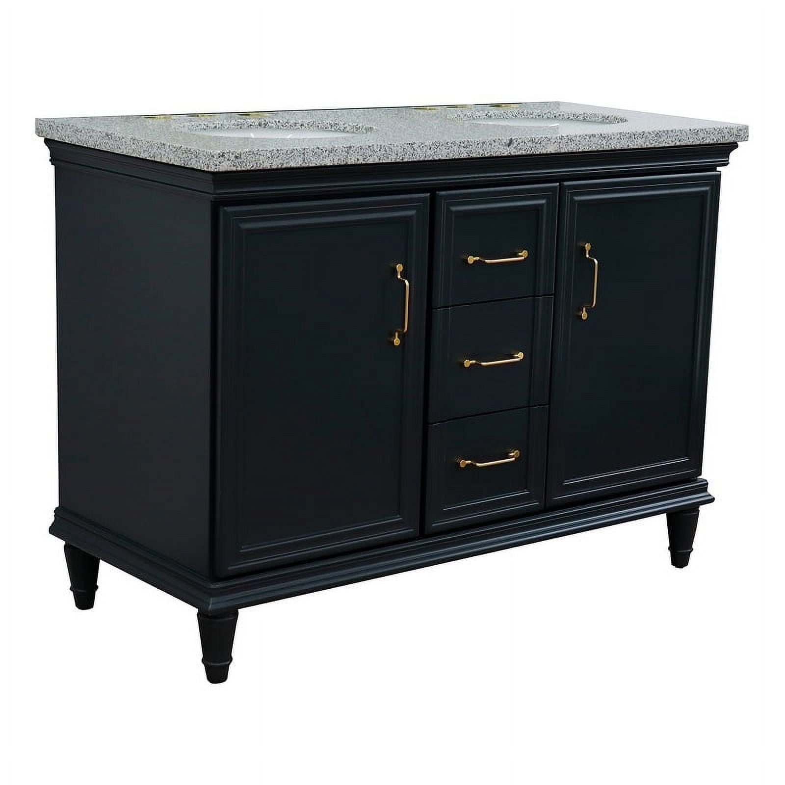 49 in. Double Oval Sink Vanity with Granite Top, Dark Gray & Gray