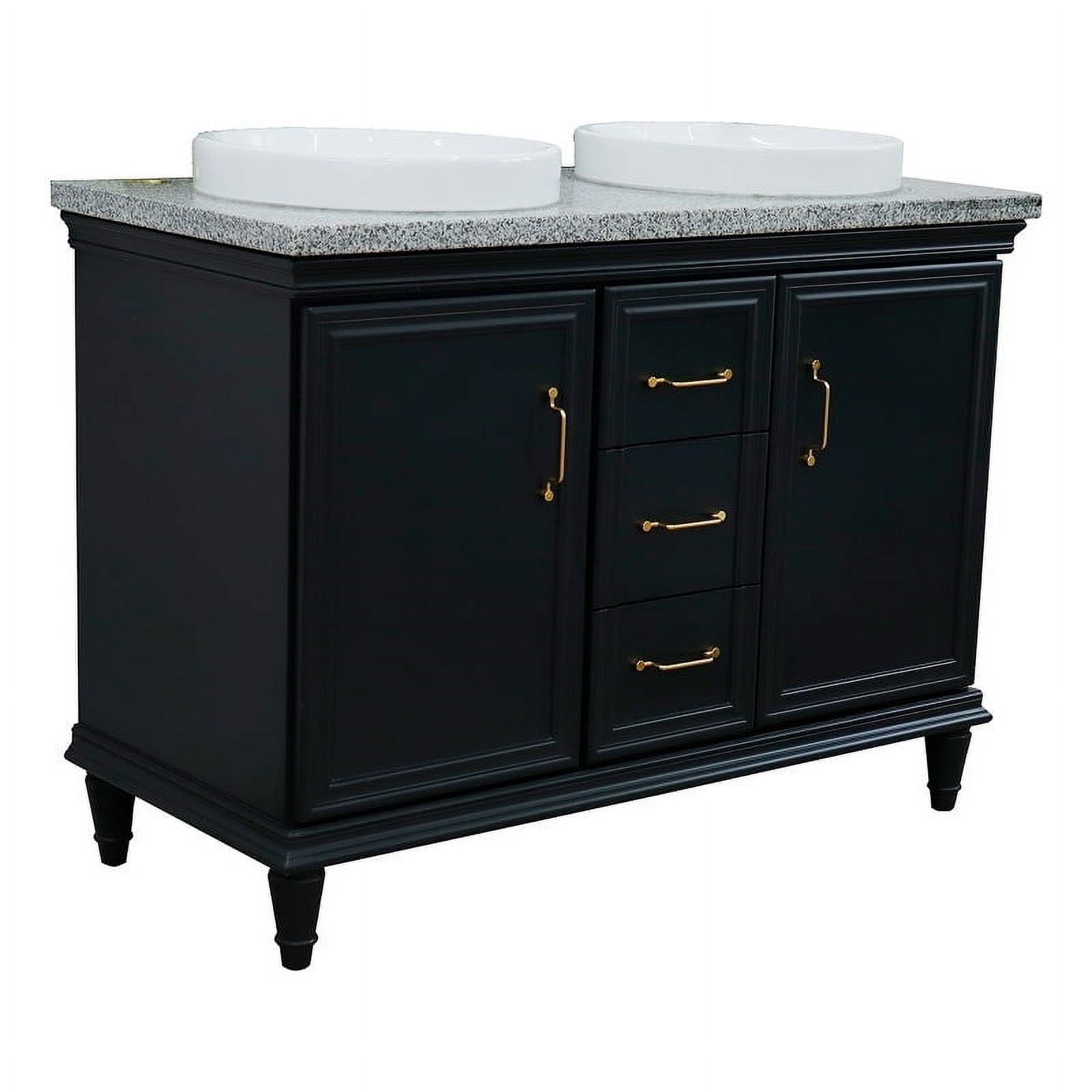 49 in. Double Rectangle Sink Vanity with Granite Top, Dark Gray & Gray