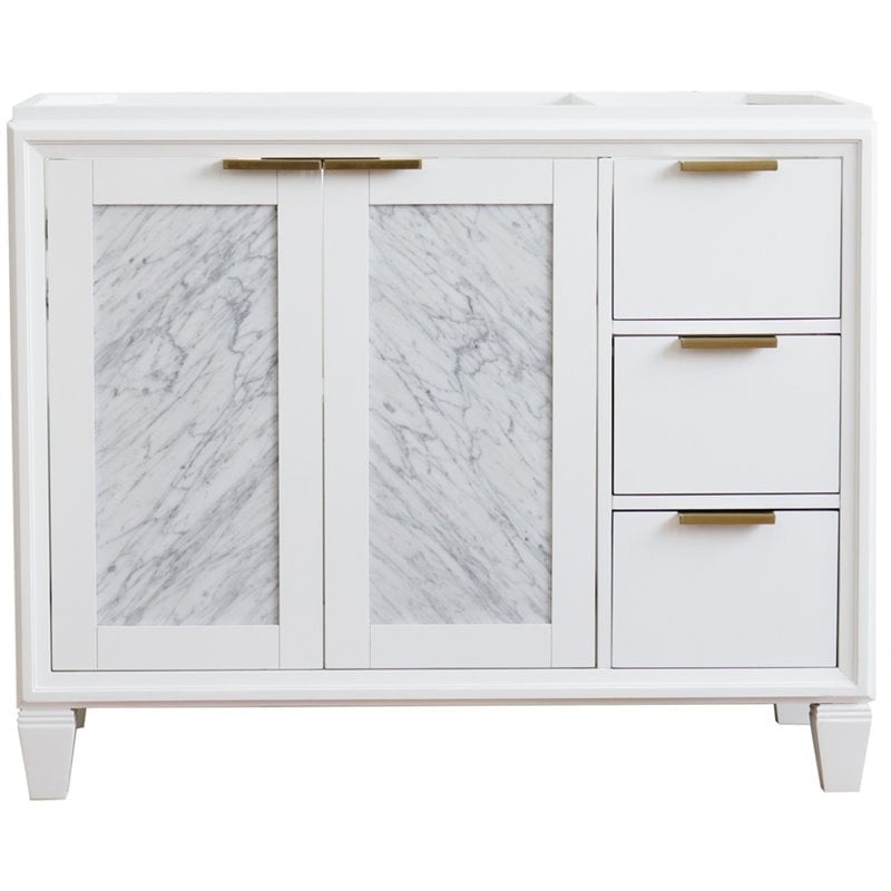 42 in. Single Sink Vanity with Cabinet, White - Left Door