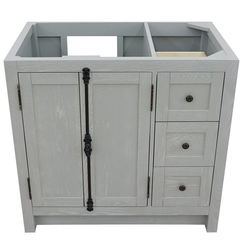 36 in. Single Vanity with Cabinet, Gray Ash - Left Doors