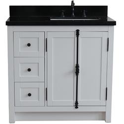 Bellaterra Home 400100-37R-GA-BGR 37 in. Galaxy Top Rectangle Sink Single Vanity Right Doors, Right Sink, Glacier Ash & Black -  Bellaterra Home LLc