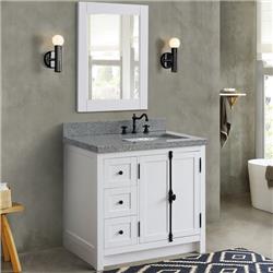 Bellaterra Home 400100-37R-GA-GYR 37 in. Single Rectangle Sink Vanity with Granite Top, Glacier Ash & Gray - Right Doors & Sink -  Bellaterra Home LLc