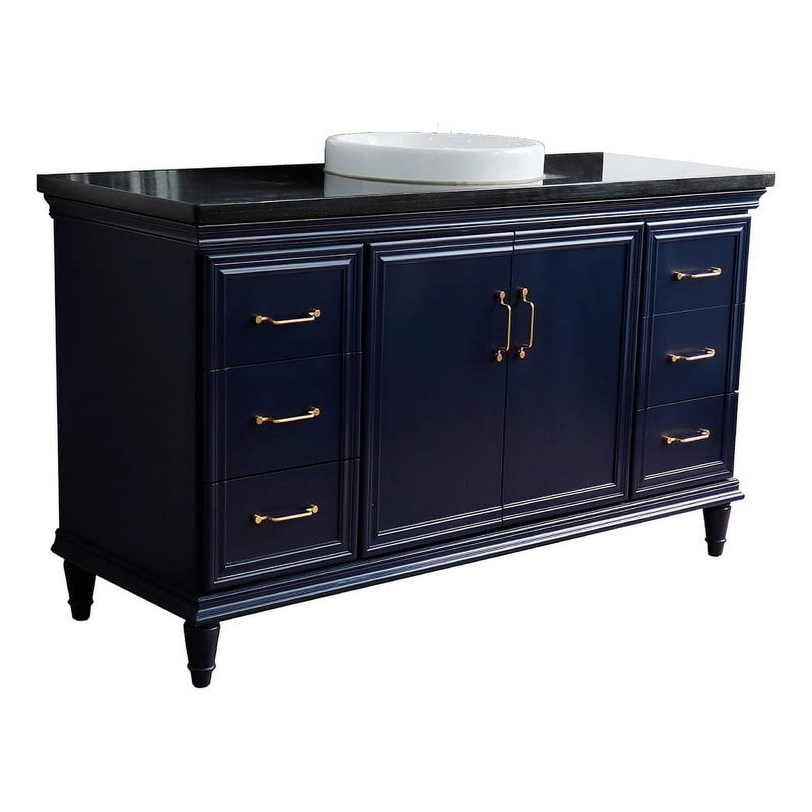 61 in. Single Rectangle Sink Vanity with Galaxy Granite Top, Blue & Black