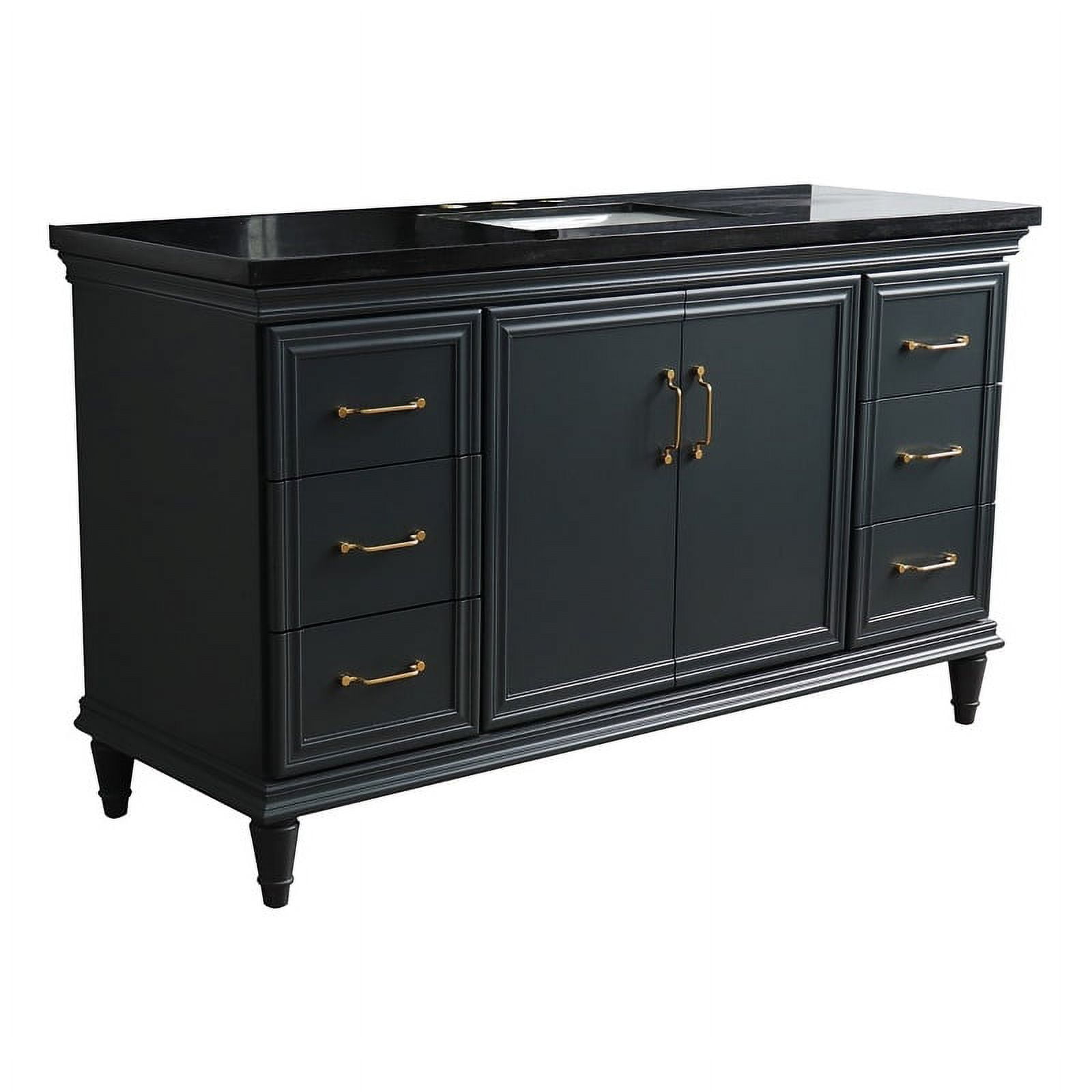 61 in. Single Rectangle Sink Vanity with Galaxy Granite Top, Dark Gray & Black
